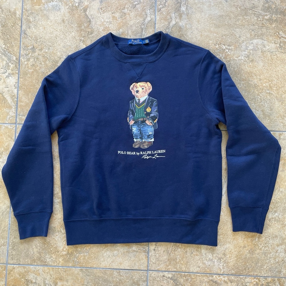Polo Ralph Lauren Navy Polo Bear Crewneck Sweatshirt Sweater Fleece